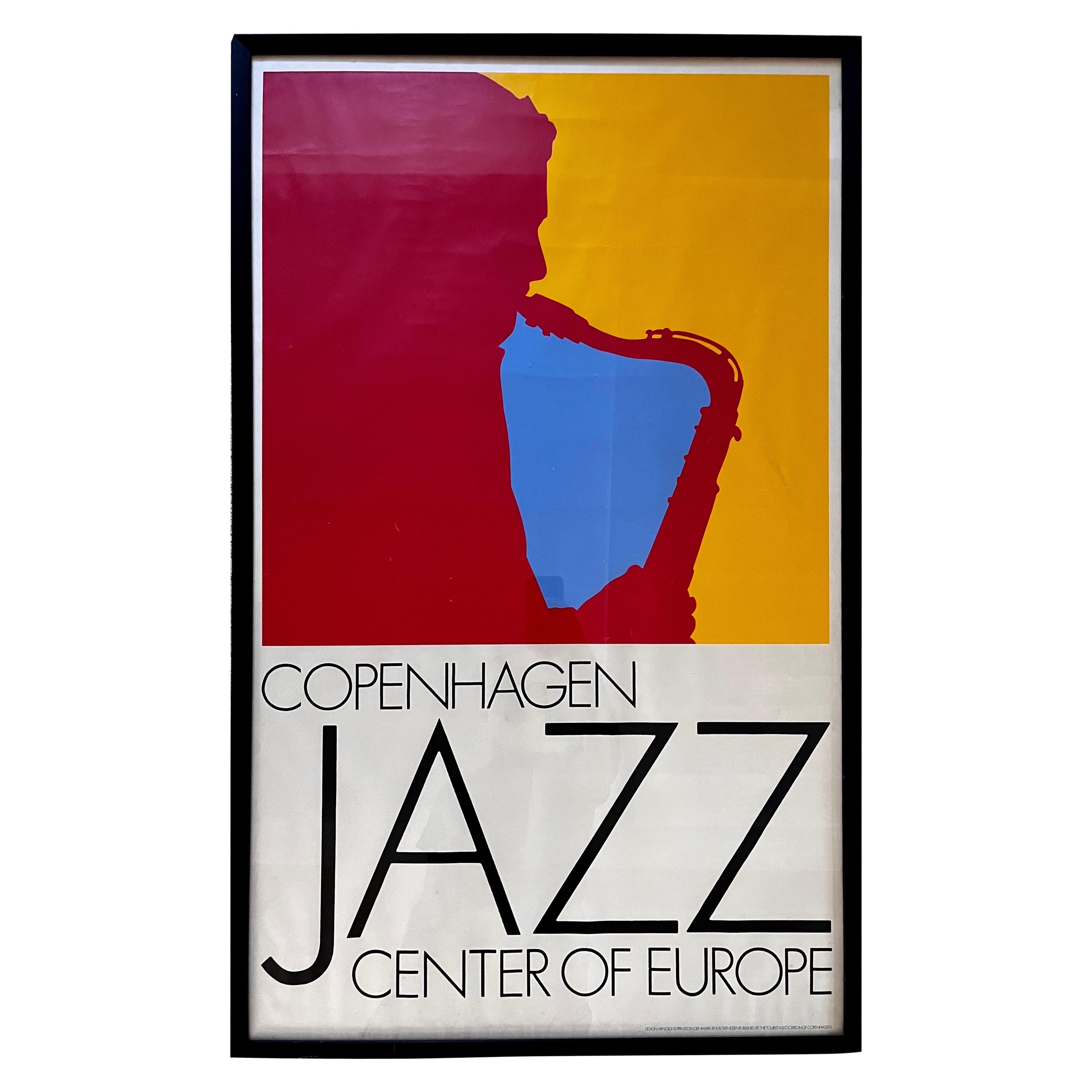 Copenhagen Jazz Center of Europe vintage poster by Per Arnoldi, 1972  For Sale