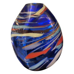 Vase sculptural en miroir de Murano de couleur bleu