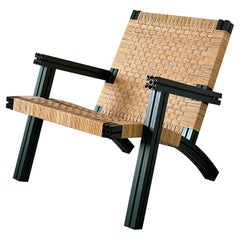 Dark Green Aluminium Armchair with Lapping Cane Seating from Anodised Wicker Col