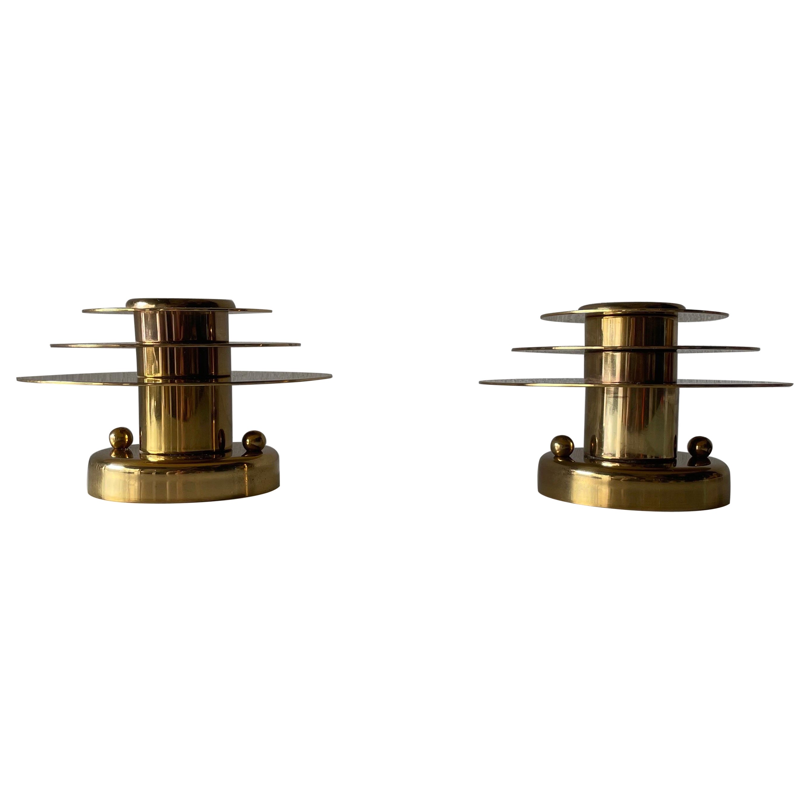 Modernist Brass Pair of Sconces or Ceiling Lamp by Schröder & Co, 1960s, Germany For Sale