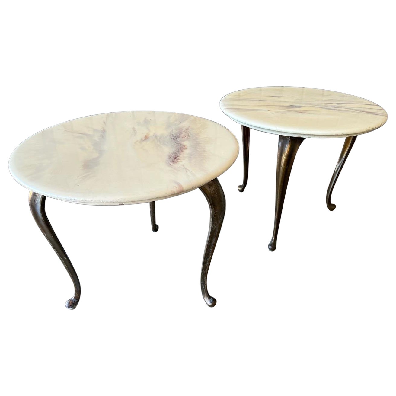 Pair of Marblecraft Hollywood Regency style side or end tables For Sale