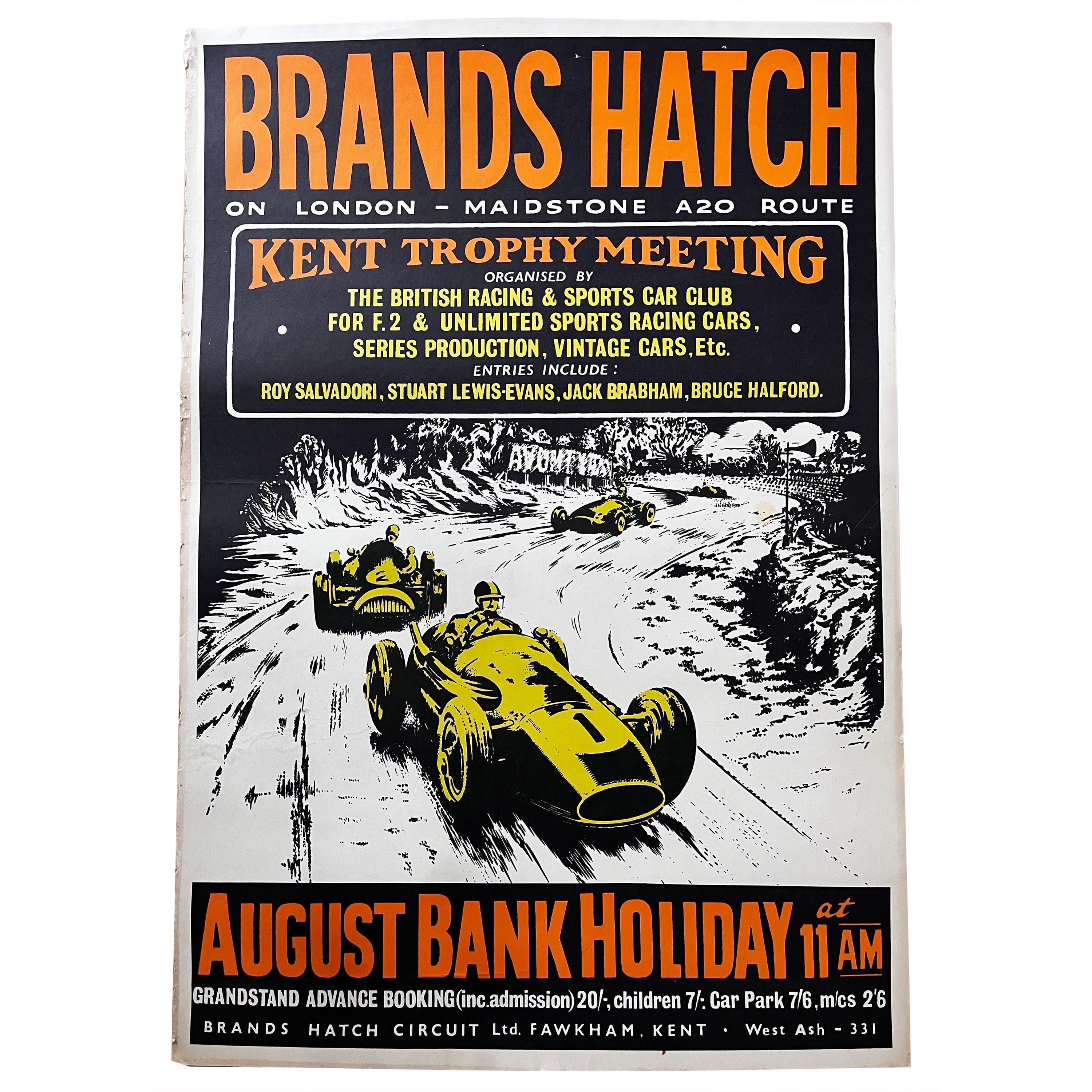 Affiche de course vintage anglaise : Marques Hatch Motor Racing, vers 1956 en vente