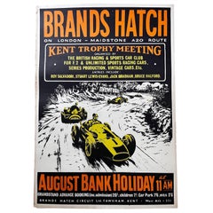 English Vintage Racing Poster: Brands Hatch Motor Racing, c. 1956