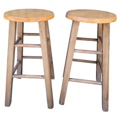 Vintage Painted Taupe Bar Stools -Pair