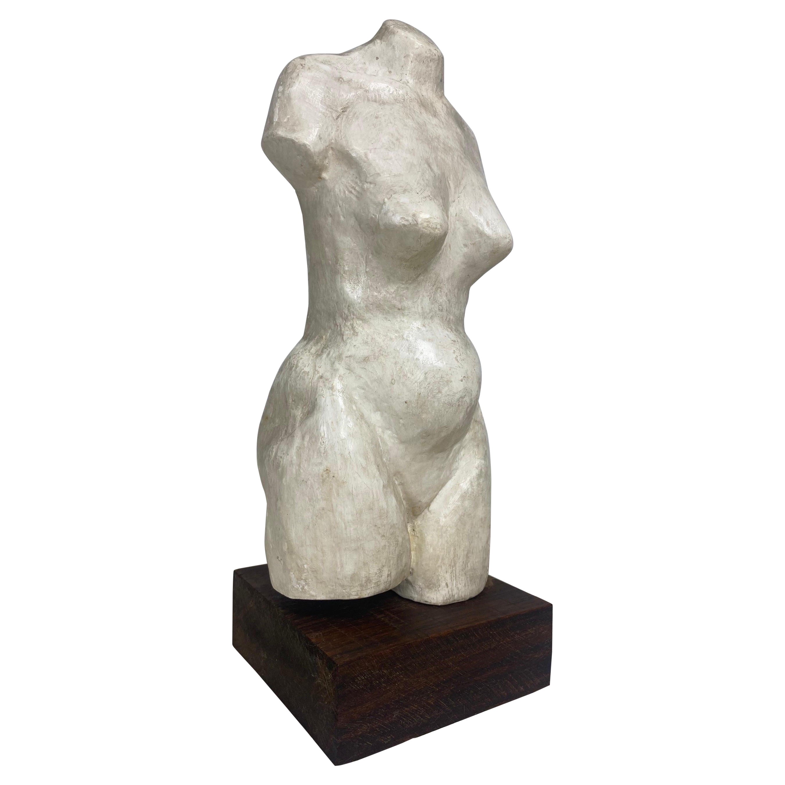 Mid-20th century female nude study plaster sculpture