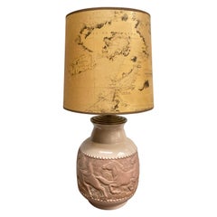 Lampe de table Art Déco en céramique des années 1930 signée Thicot