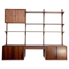 Vintage Mid-Century Suspended Wooden Wall Unit by Poul Cadovius, Denmark, 1960s
