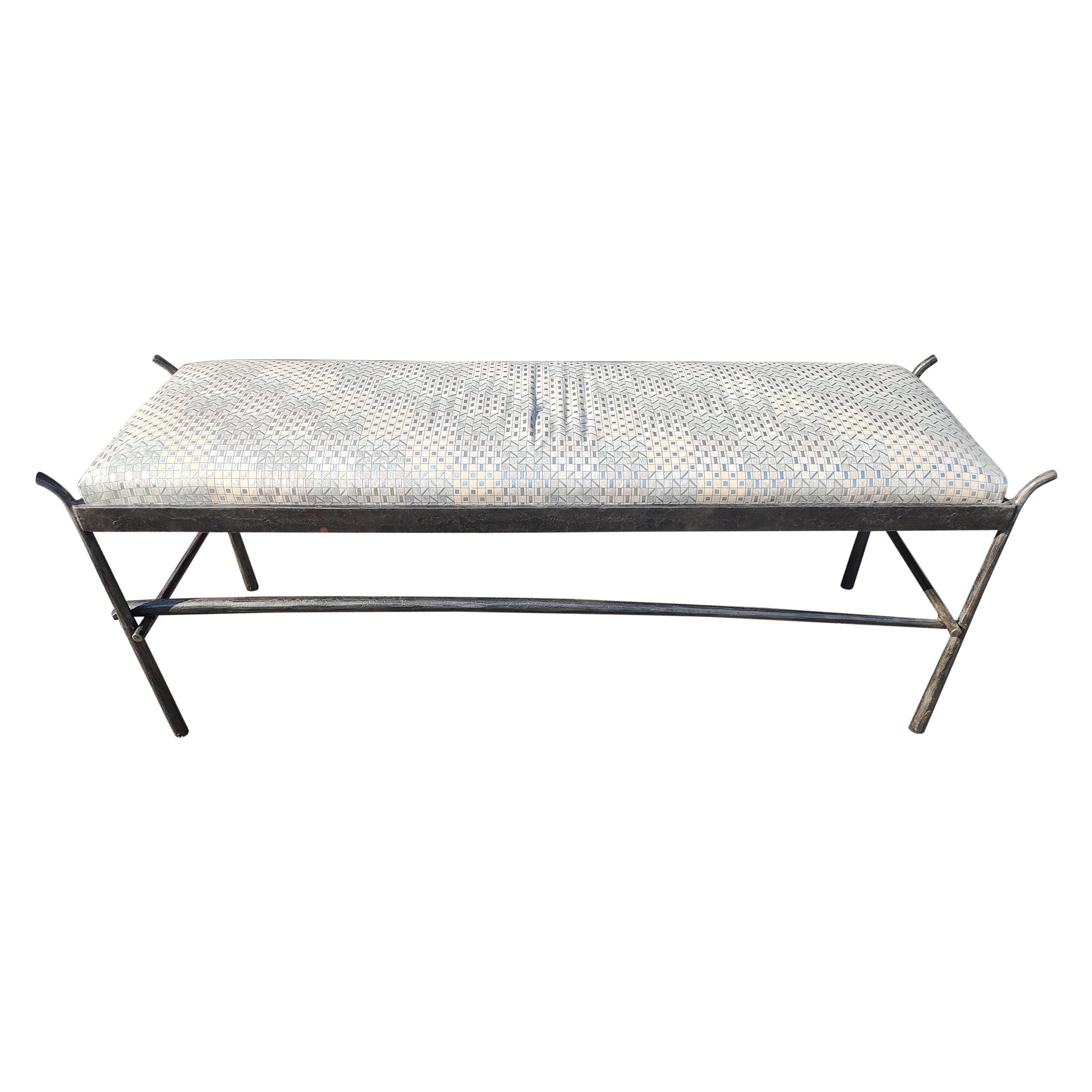 Late 20th Century Hand Forged Polished Steel Bench style of Alberto Giacommetti For Sale