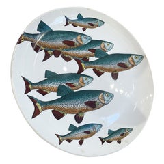 Vintage Mid-Century Modern Set of 6 Piero Fornasetti Fish Plates, Italy, 1955