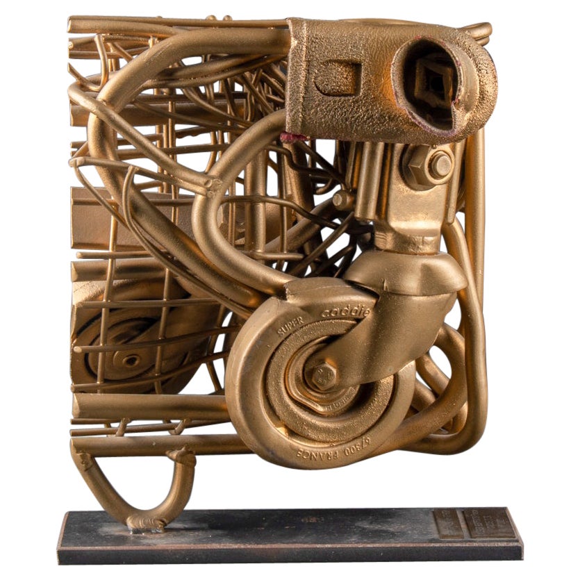 Alain Rothstein (1948) : « Compression de chariot d'achat », sculpture en métal originale