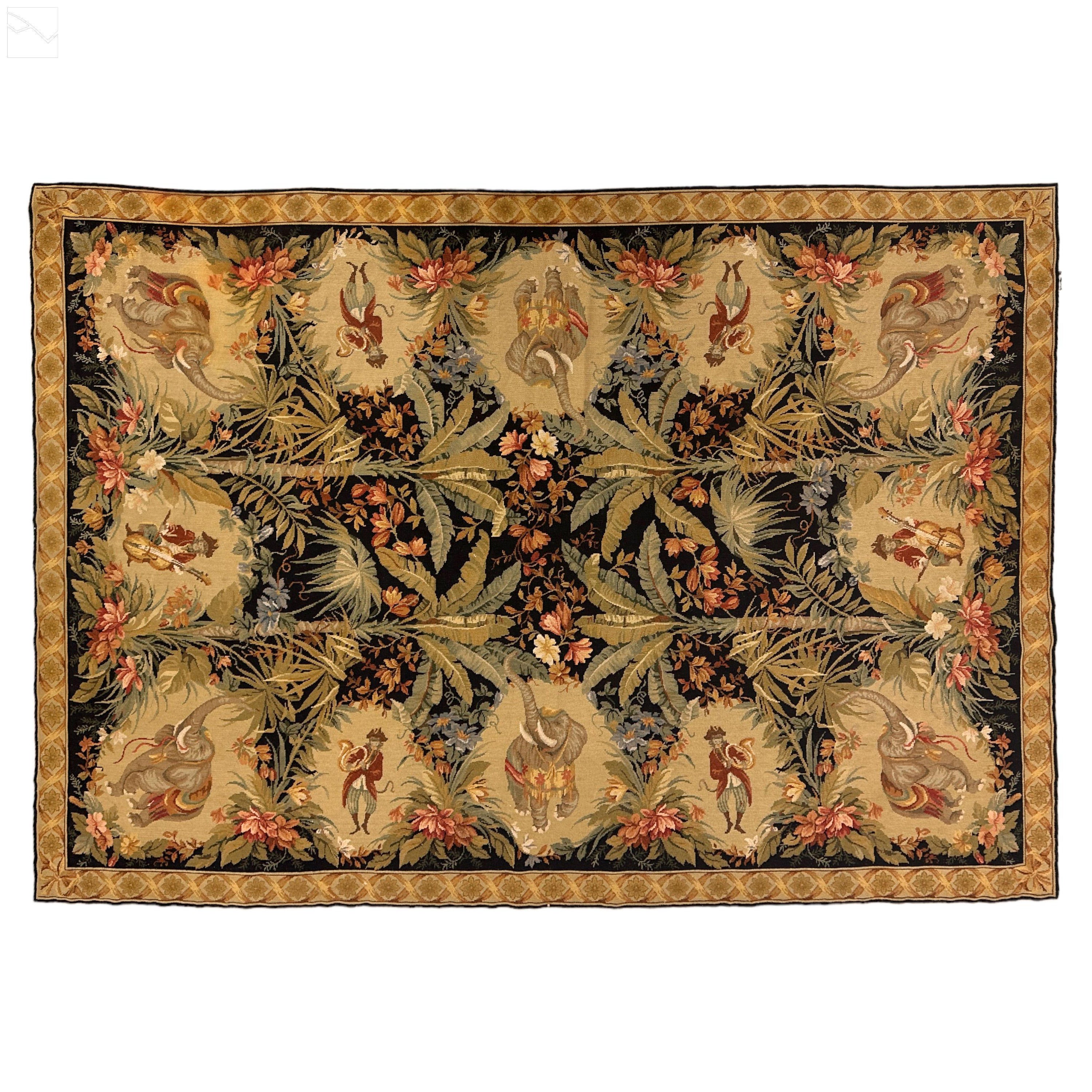 Oriental Wool Area Rug by Rex & Rex inspired by the Rococo Singerie genre  For Sale