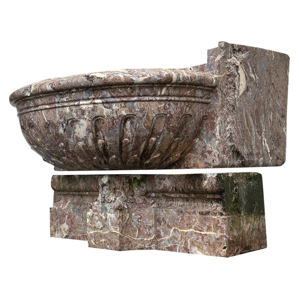Impressive Fountain Basin And Its Base In Gray Ardennes Marble, 18th century For Sale