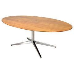 Florence Knoll Walnut Oval Dining Table Desk for Knoll Inc.
