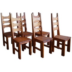 Used Set of 12 Swedish ladder back chairs in pine