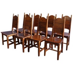 Set of 8 Norwegian pine dining chairs 1960's