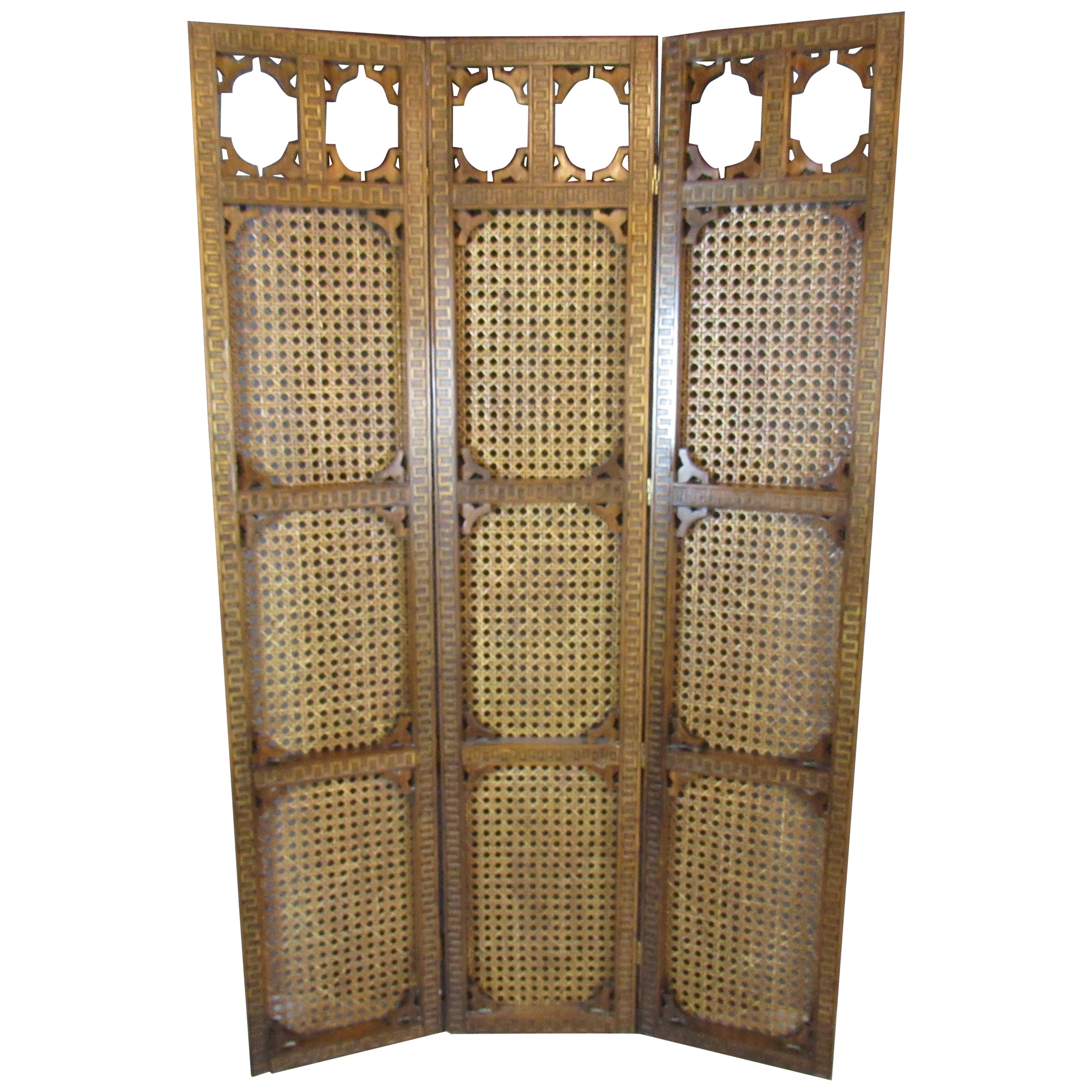 Mid-Century Greek Revival Rattan Room Divider For Sale