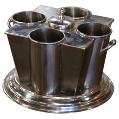 Antique Early 20th Century French Silver Plated Four-Bottle Wine Cooler Rafraichissoir