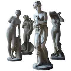 Quatre statues féminines classiques du Grand Tour Lorenzo Dal Torrione de Pietrasanta, Italie