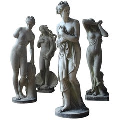 Quattro statue femminili di Lorenzo Dal Torrione Classicist Grand Tour Pietrasanta Italia