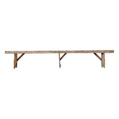 Antique Natural Wood Primitive Farmhouse Bench