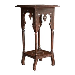 Early 20th Century Moorish Syrian Carved Inlaid Table