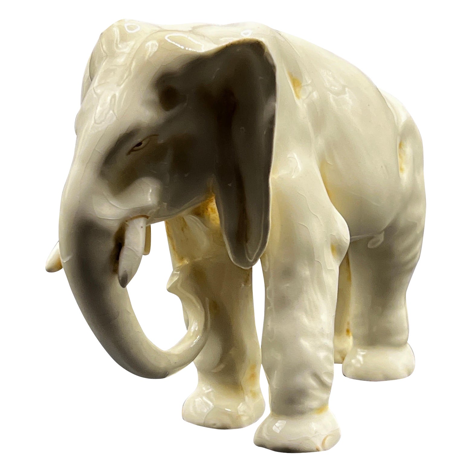 Royal Dux Chine de Blanc Éléphant Figurine, Bohemia 1930ies For Sale