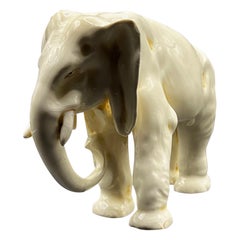 Royal Dux Chine de Blanc Éléphant Figurine, Bohemia 1930ies