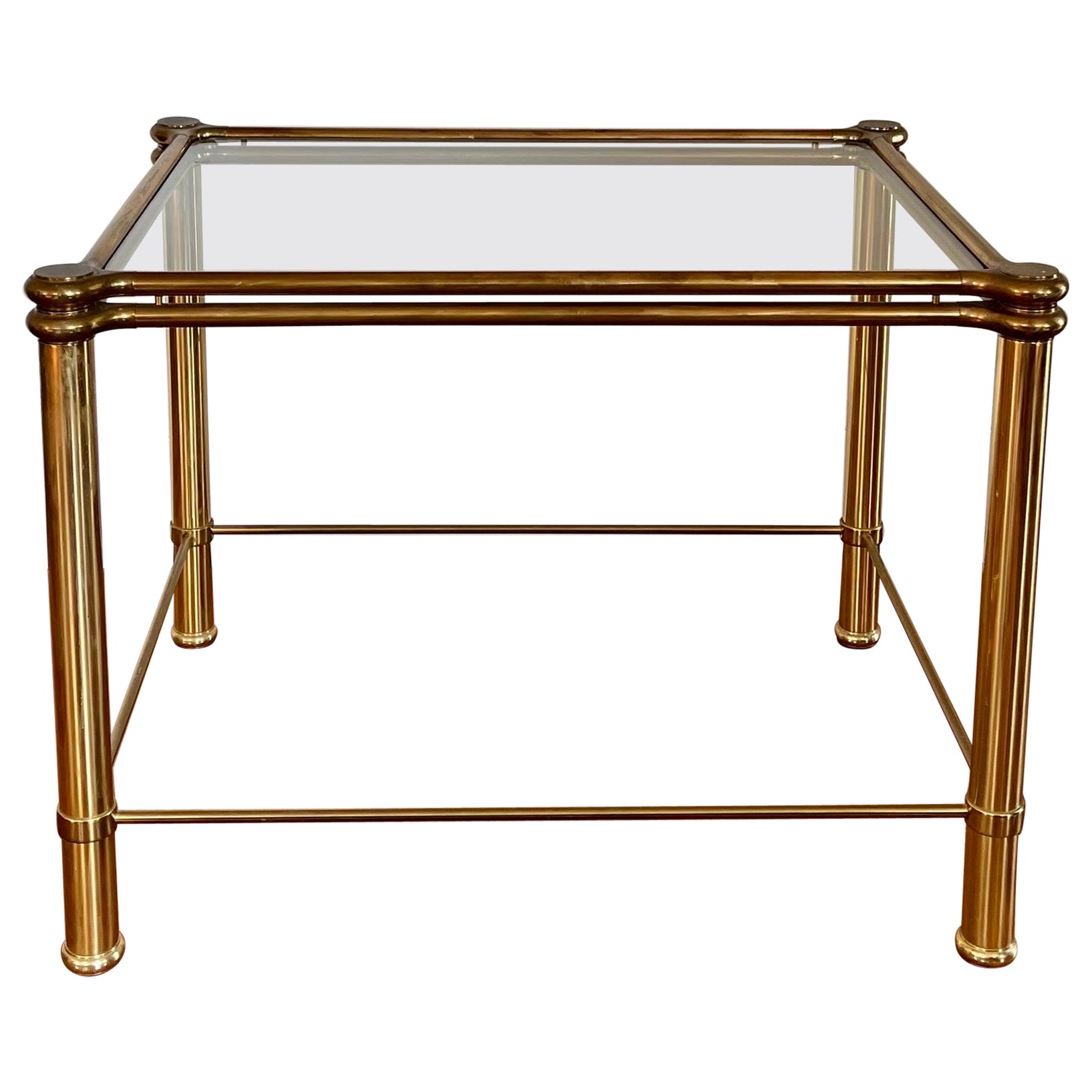 Mid Century Mastercraft Style Brass Side or Cocktail Table For Sale