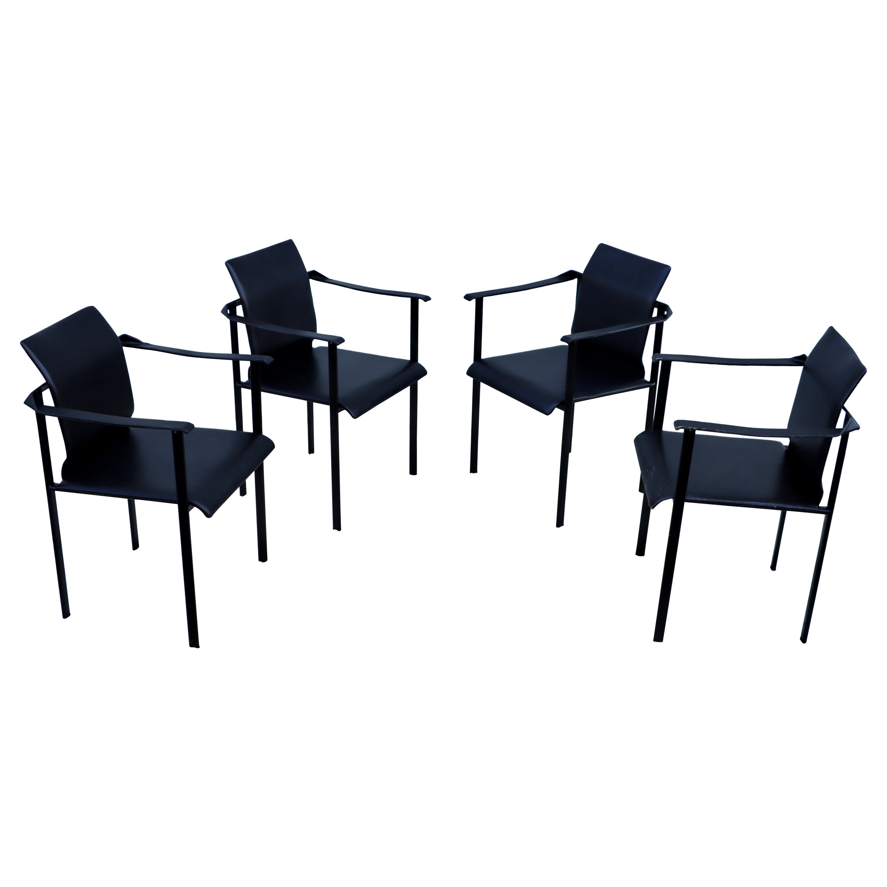 1980's Mobel Italia Sculptural Leather Dining Chairs