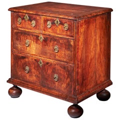 A Small and Rare William and Marry Figured Walnut Chest of Drawers, Circa 1690. 