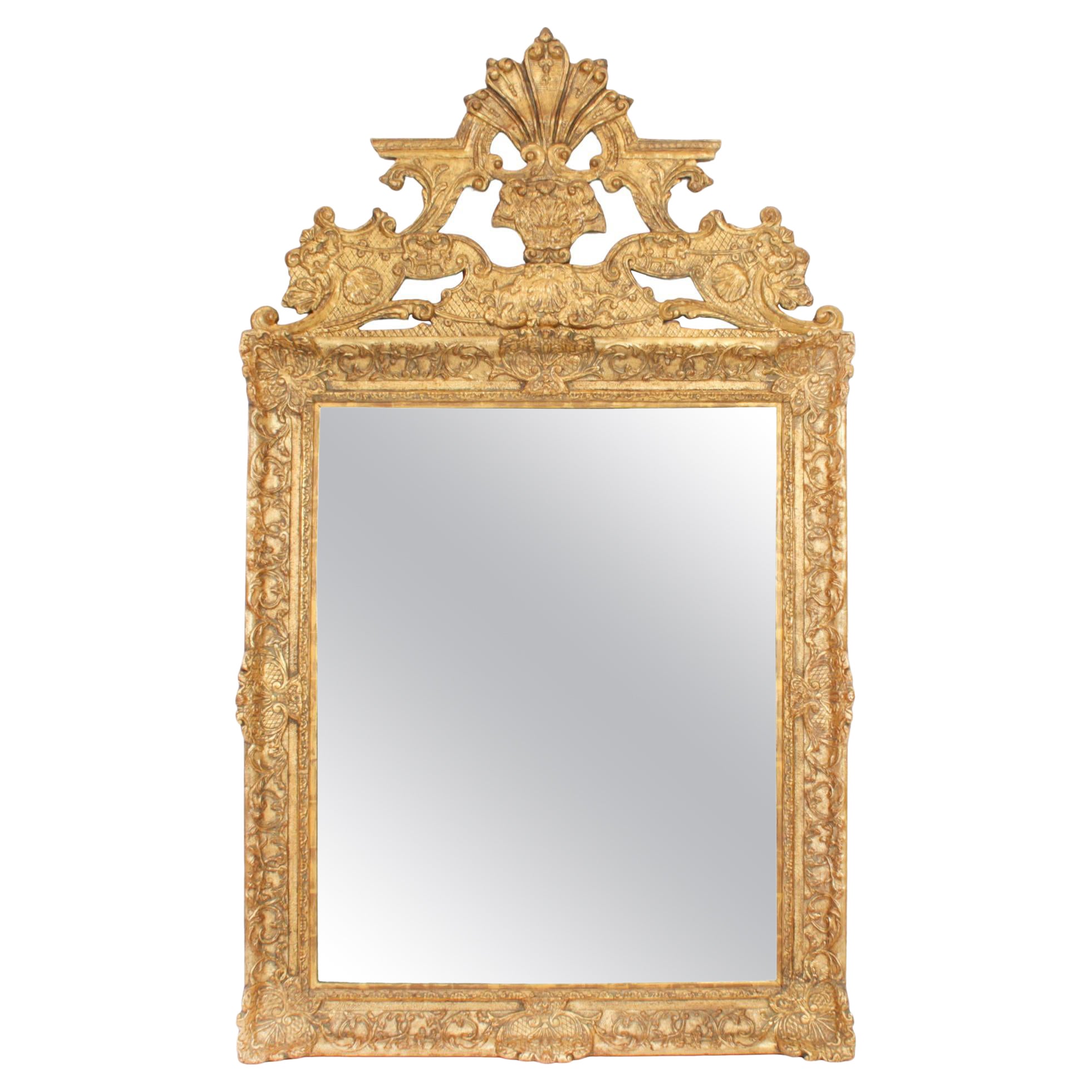 Antique Large French Giltwood Wall Mirror 18th Century - 171x101cm For Sale