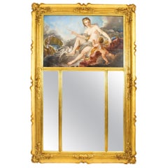 Antike Französisch gemalt & Paket vergoldet Trumeau Spiegel 19. Jahrhundert