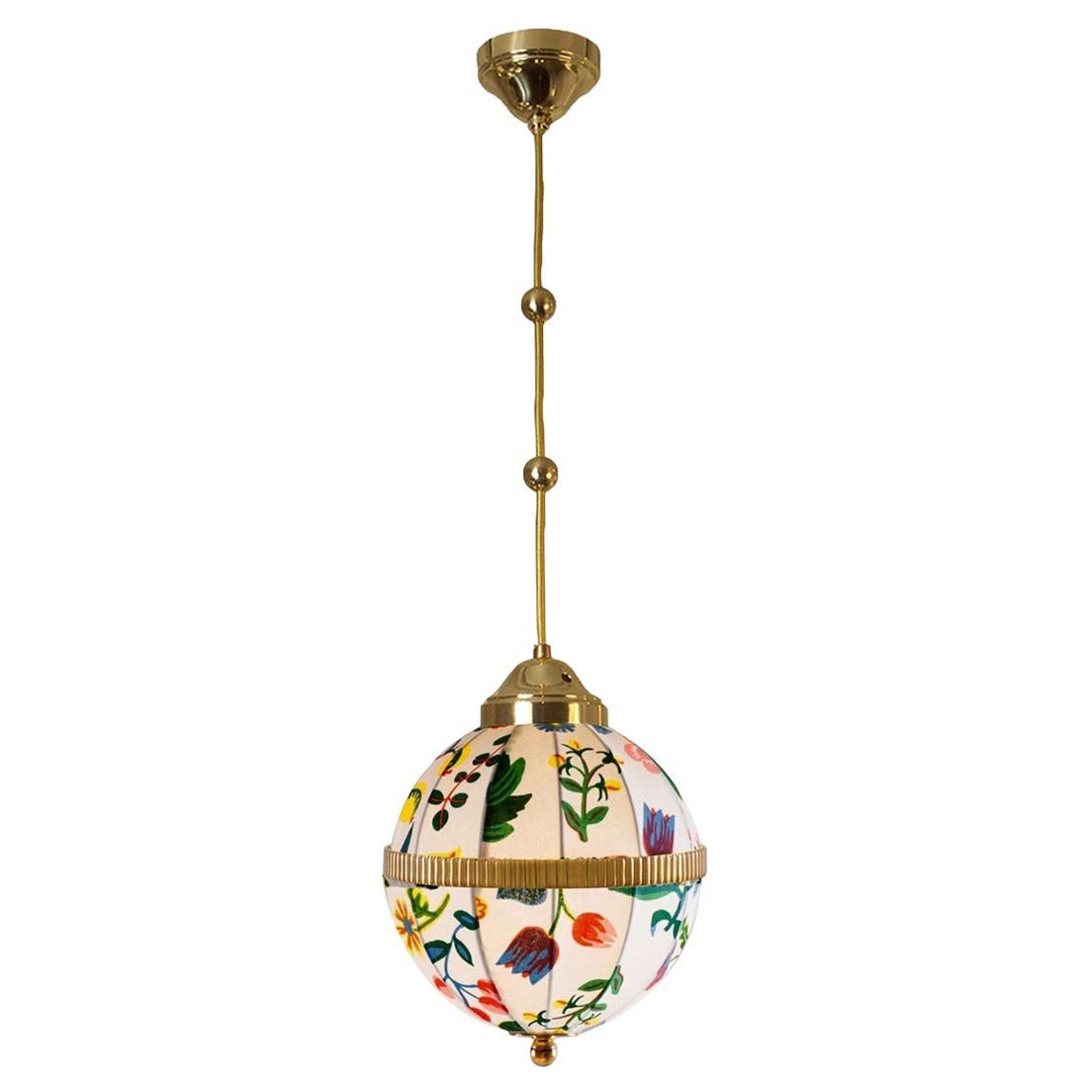 Handsewn fabric shade pendant , design by Josef Frank for Svenskt Tenn For Sale