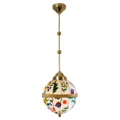 Antique Handsewn fabric shade pendant , design by Josef Frank for Svenskt Tenn