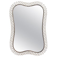 Vintage Mid-Century Brass Wall Mirror in the Style of Josef Frank (circa 1960s)