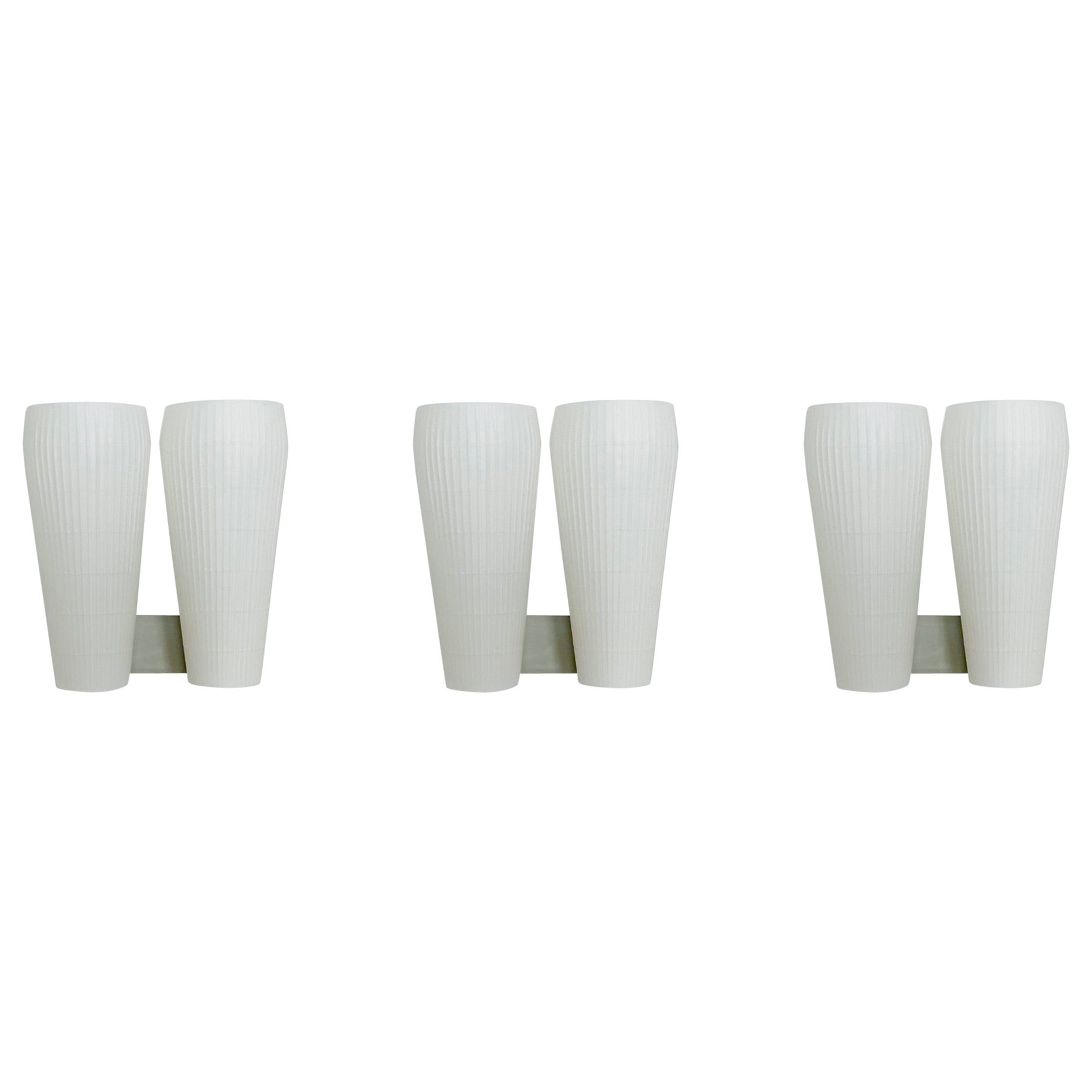 Set of 3 Opaline Wall Lamps by Aloys Gangkofner for Peill and Putzler For Sale