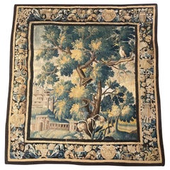 Antique Mid-18th Century French Handwoven Aubusson Verdure Wall Tapestry