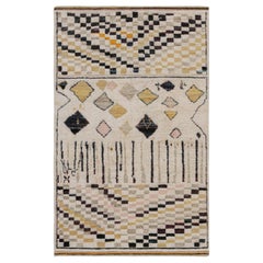 Rug & Kilim’s Moroccan Style Rug in Beige, Black and Gold Geometric Patterns