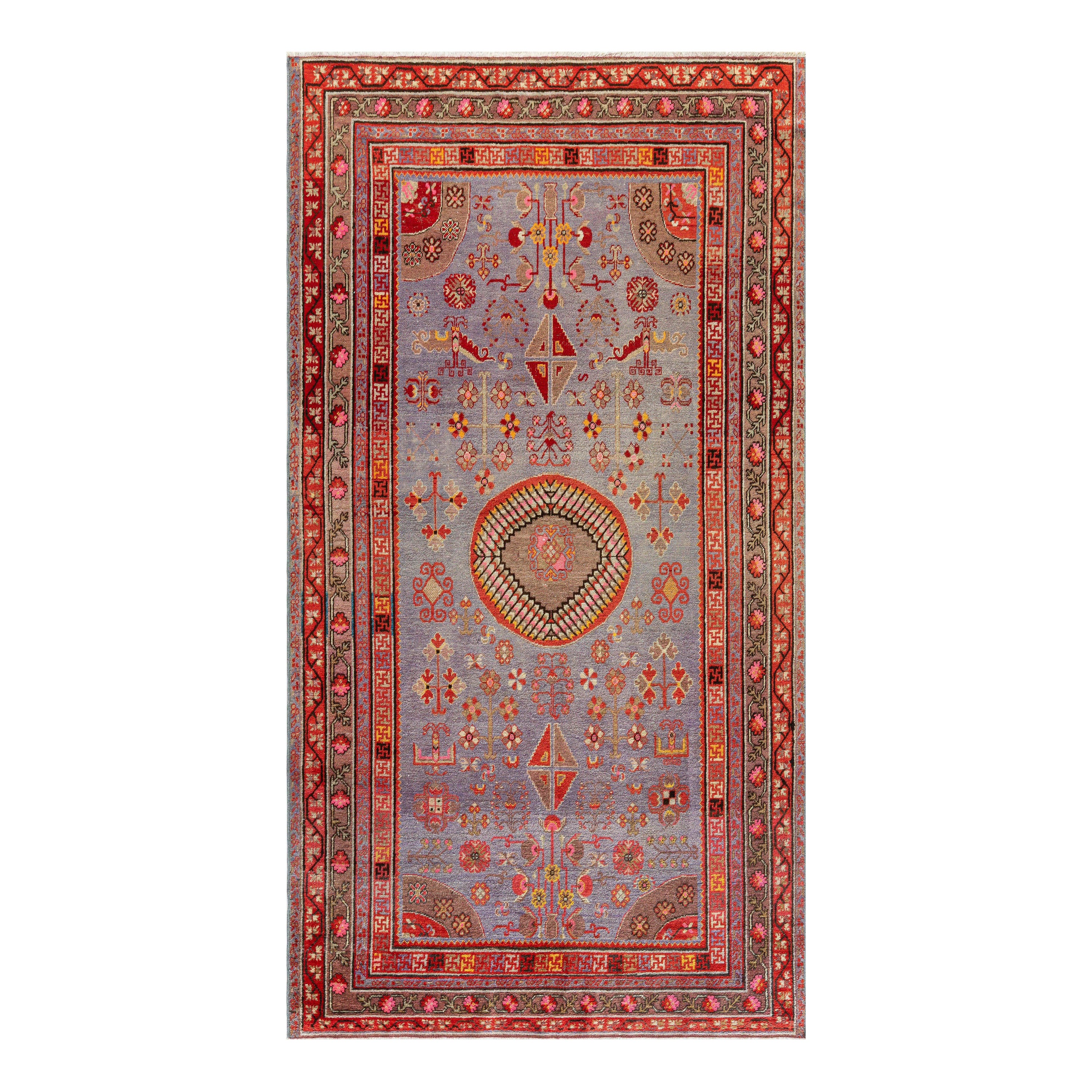 Mid-20th Century Samarkand Handmade Wool Rug For Sale