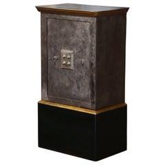19th Century French Carved Painted Wood and Polished Iron Safe with Combination