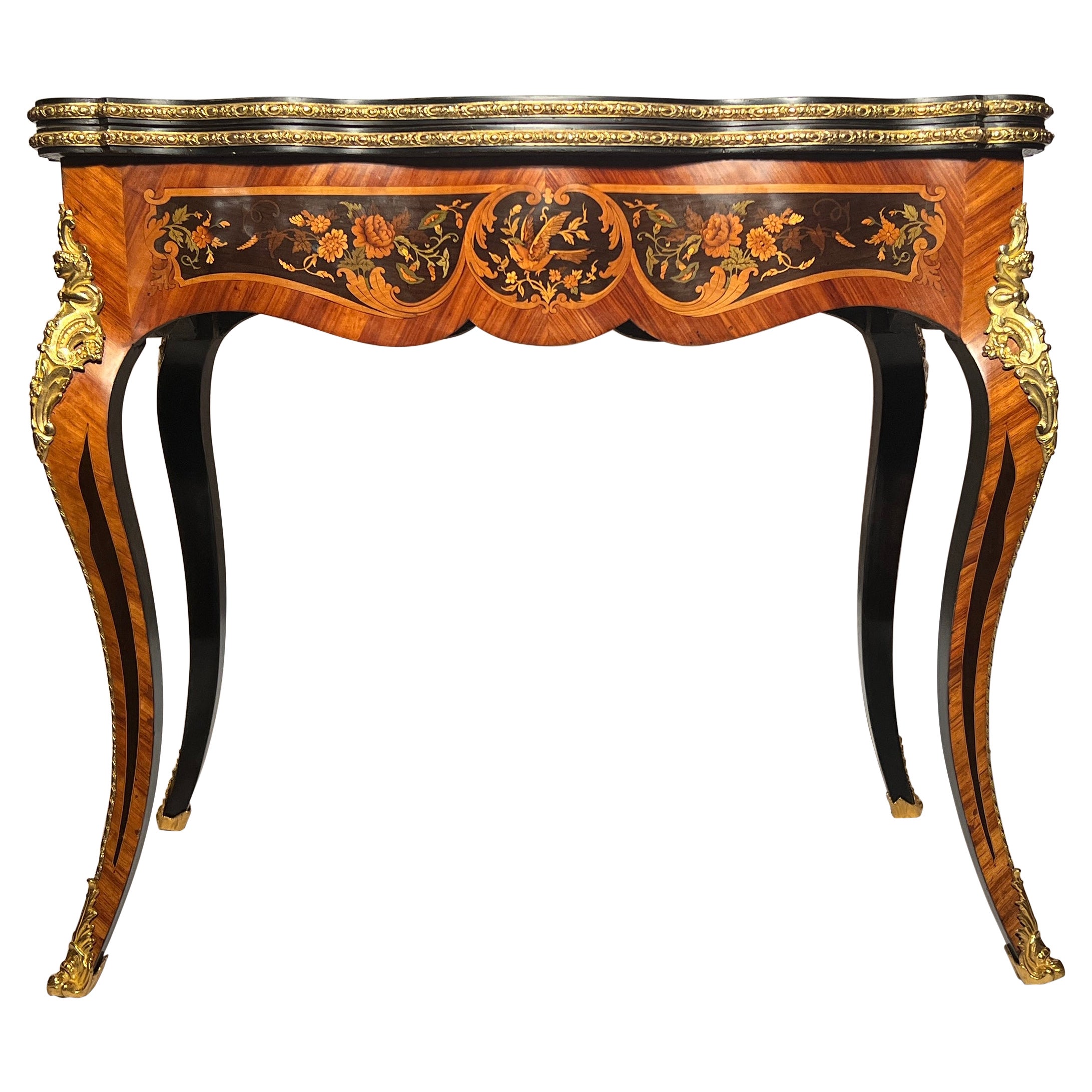 Finest Antique Ormolu Mounted Kingwood Inlaid Card Table  For Sale