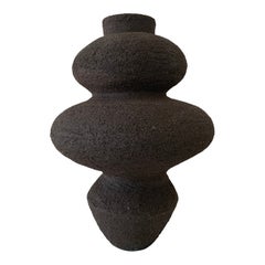 Contemporary Ruby Bell Ceramics Black Curvilinear Vase