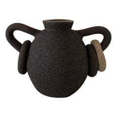 Contemporary Ruby Bell Ceramics Black Links Bud Vase