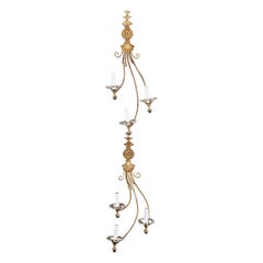Coppia di lampade allungate in bronzo e cristallo in stile Art Nouveau, 4 disponibili