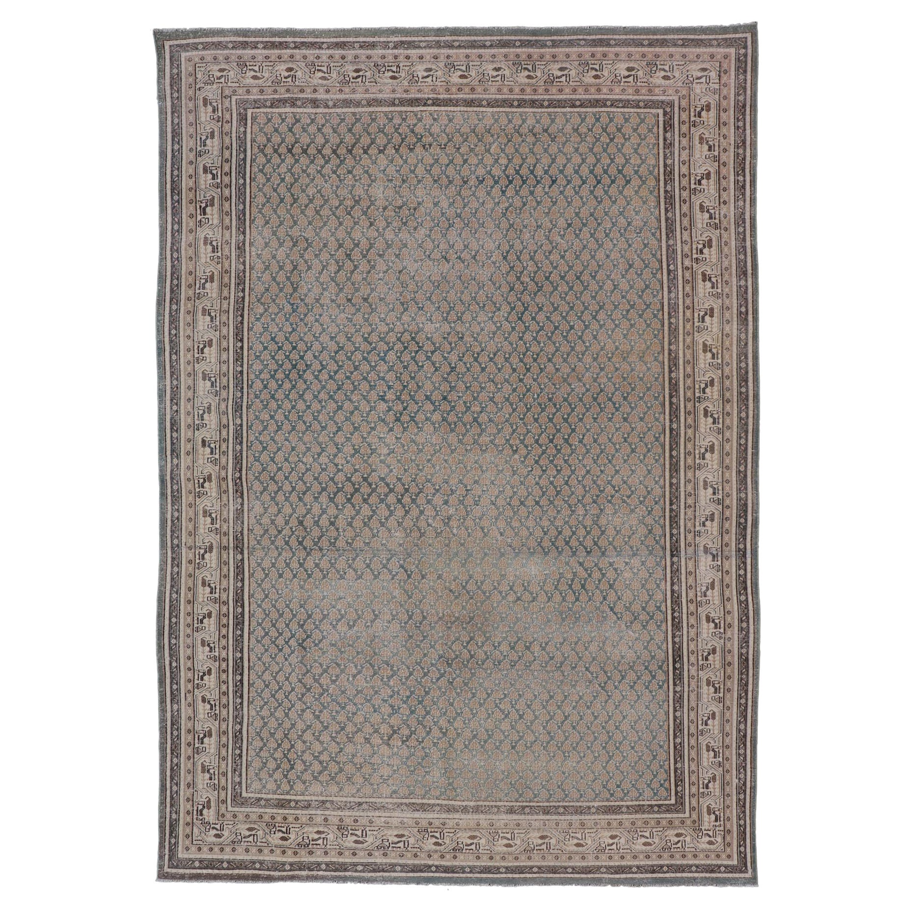 Antiker persischer Täbris-Teppich mit All-Over-Paisley-Design 