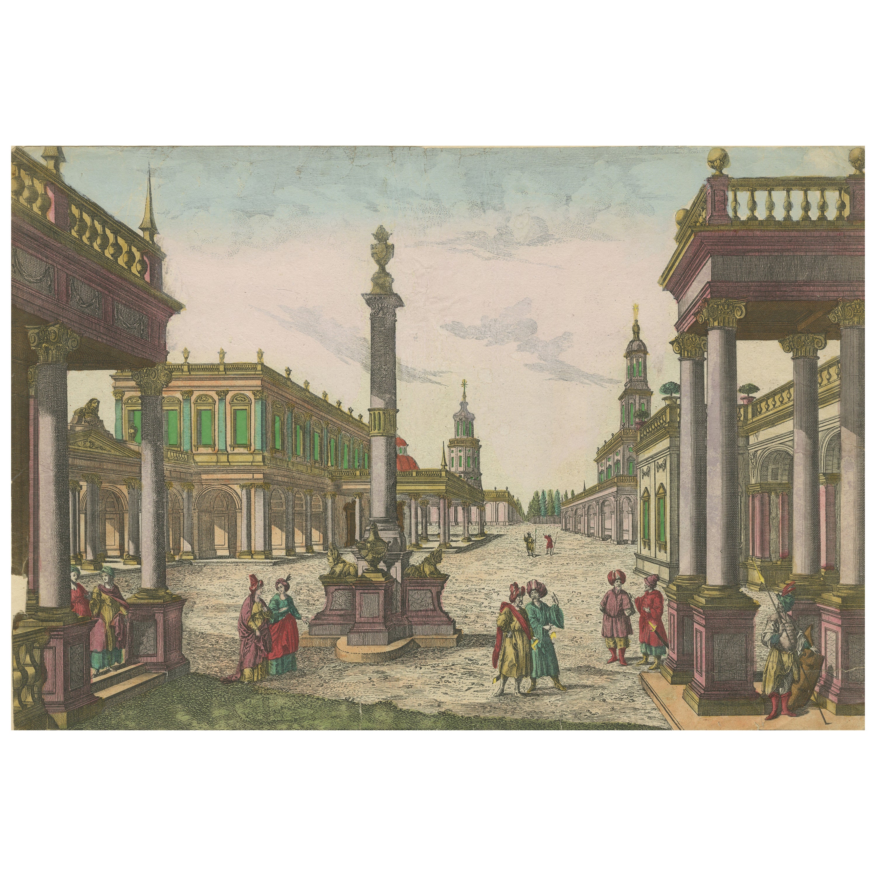 Antique Optical Print of a Tartar Embassy at the Persian Court For Sale