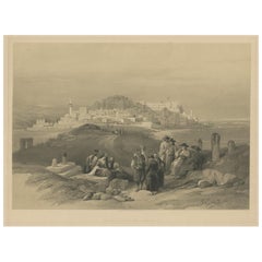 Litografía tintada de la ciudad de Jaffa