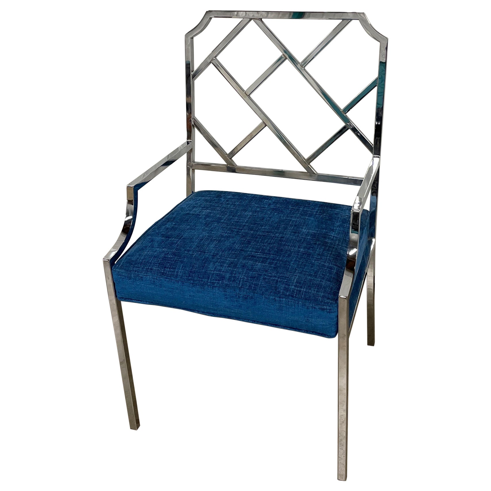Sillón cromado estilo Chippendale de mediados de siglo en venta
