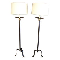 1950s French Candlestick Floor Lamps. One Available.