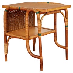 Retro Italian Wicker Side Table